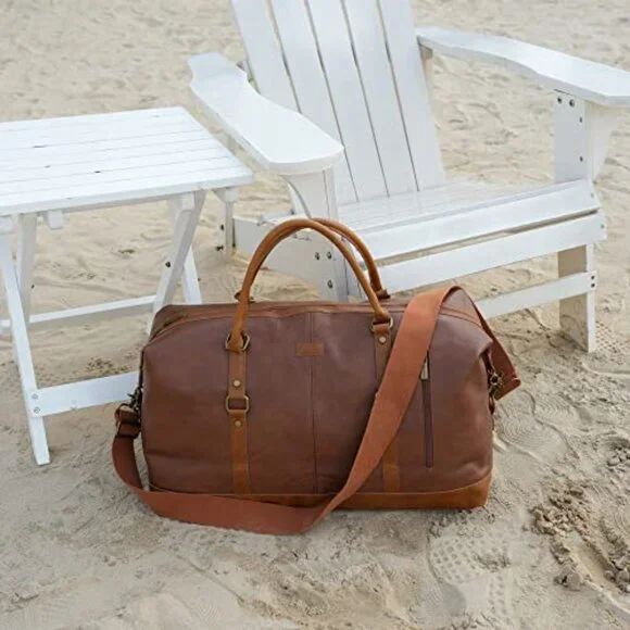 Vegan Leather Travel Duffel Tote Weekender Bag Oversized Carry-On Spacious - Picture 8 of 8